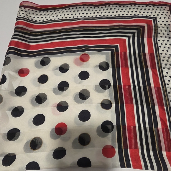 Adrienne Vittadini Accessories - Adrienne Vittadini Polka Dot Scarf -‎ Red, Black, White - Square